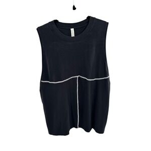 Lululemon Black Sleeveless Tank Top Athletic Stitching Women Size 8